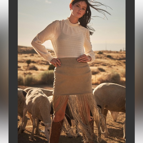 Fabulous Stretch Faux Suede Fringe Detail Maxi Skirt - Picture 4 of 6